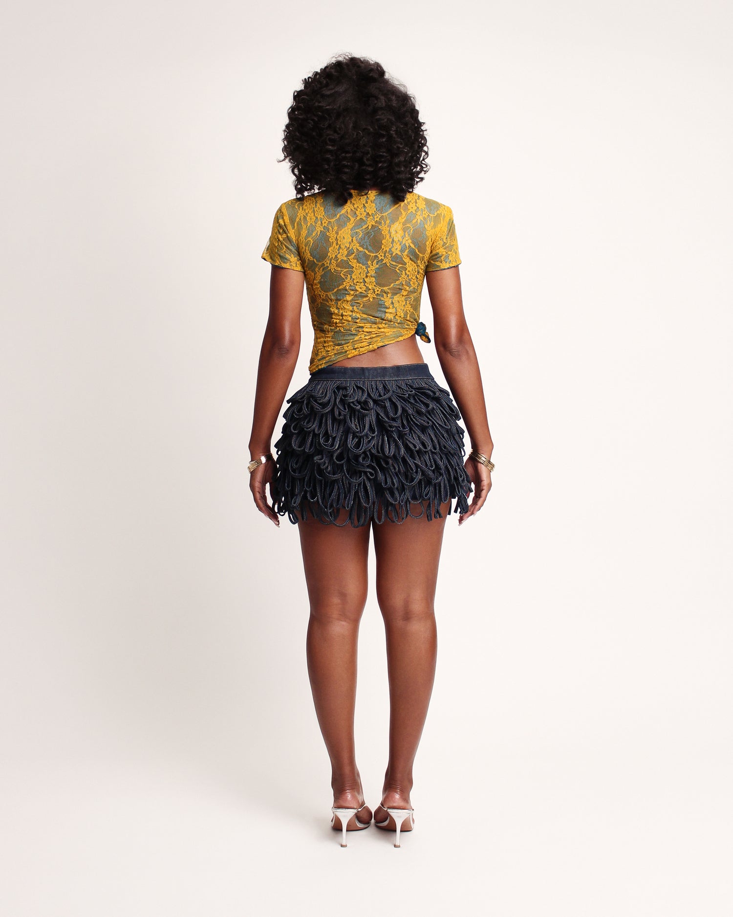 Tutu's Looped Denim Mini  Skirt