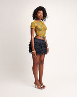 Tutu's Looped Denim Mini  Skirt