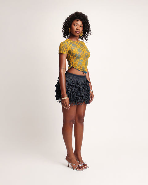 Tutu's Looped Denim Mini Skirt – Igdalyah